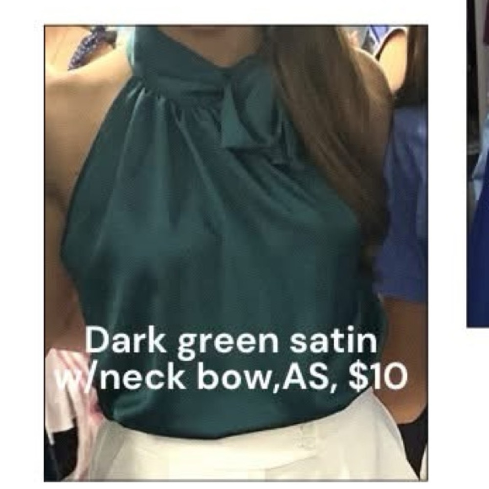 SHEIN Dark Green Satin Halter with side neck tie/bow